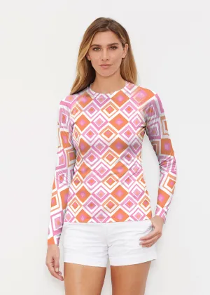 Cubed Pink (7809) ~ Long Sleeve Rash Guard