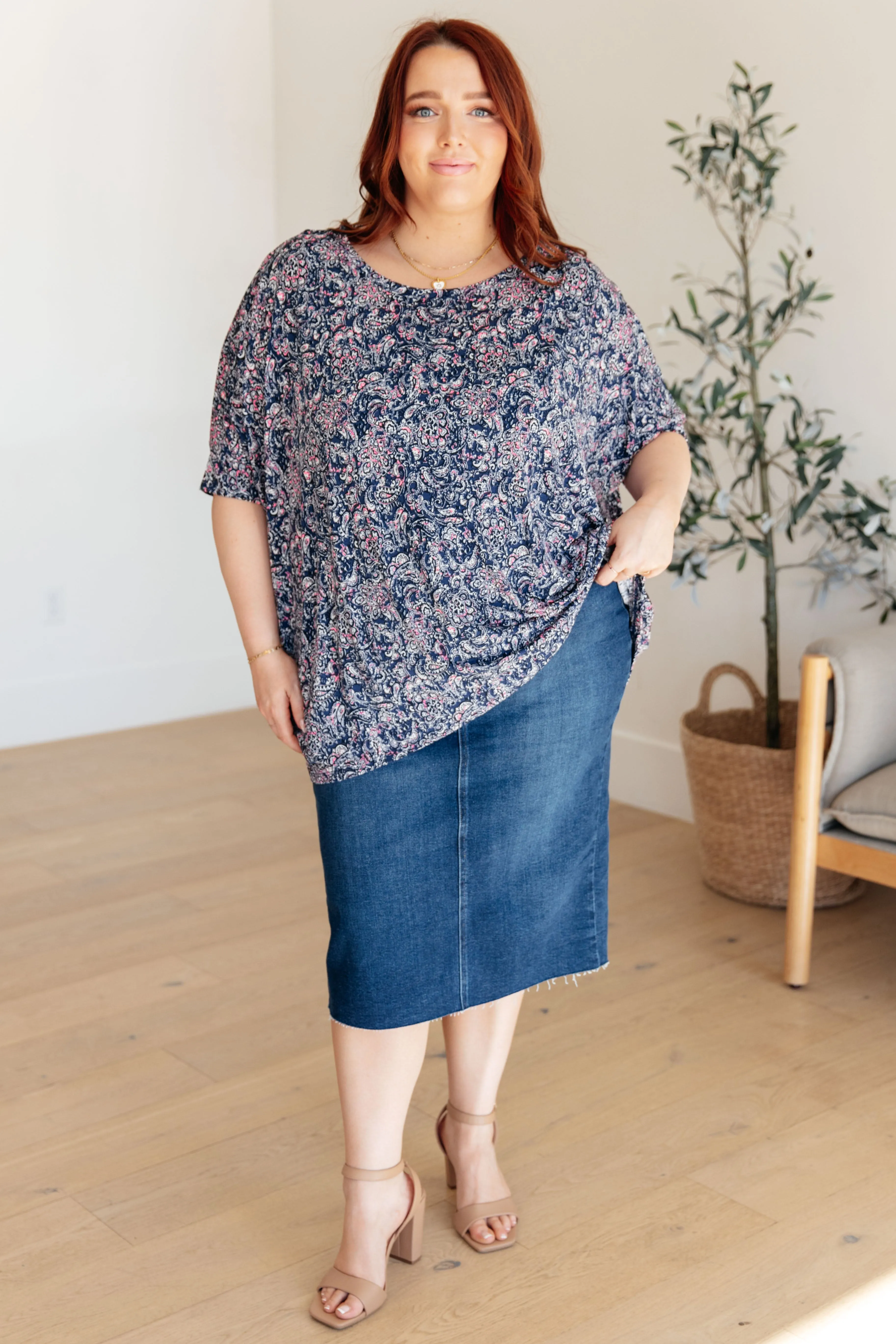 Dear Scarlett Navy Paisley Essential Blouse