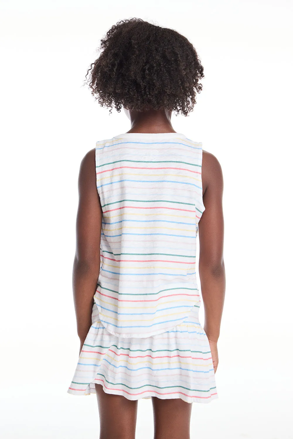 Devin Happy Stripe Girls Muscle Tee