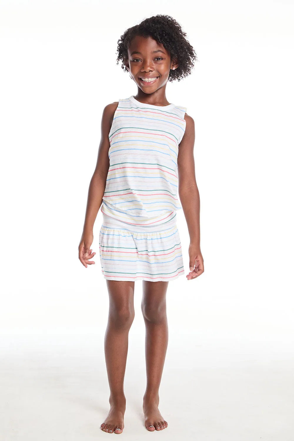 Devin Happy Stripe Girls Muscle Tee