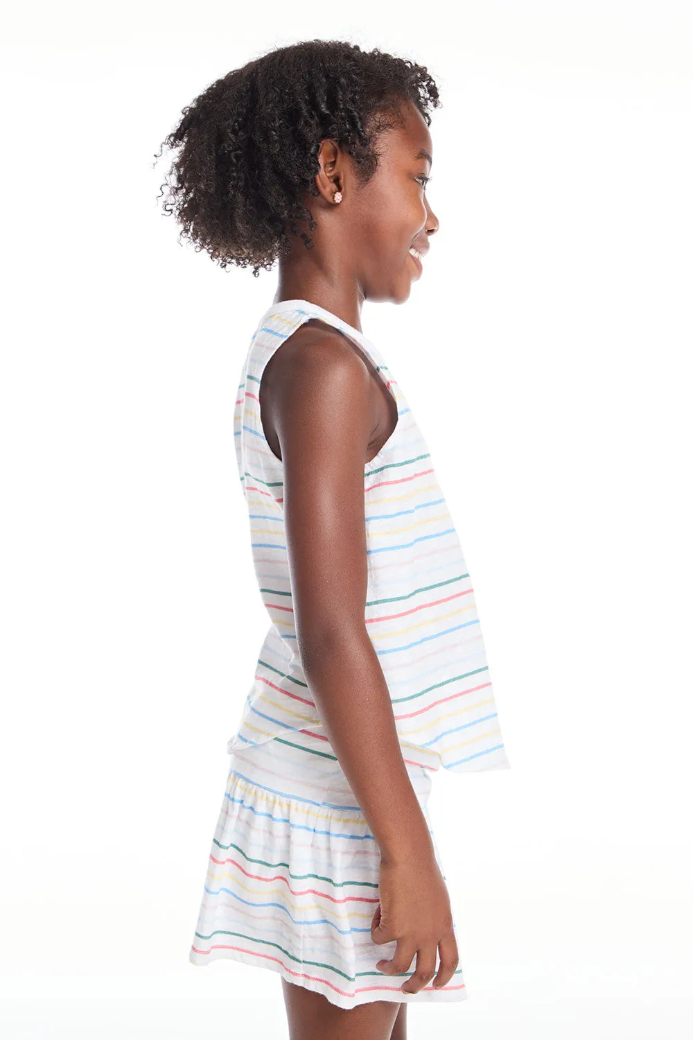 Devin Happy Stripe Girls Muscle Tee