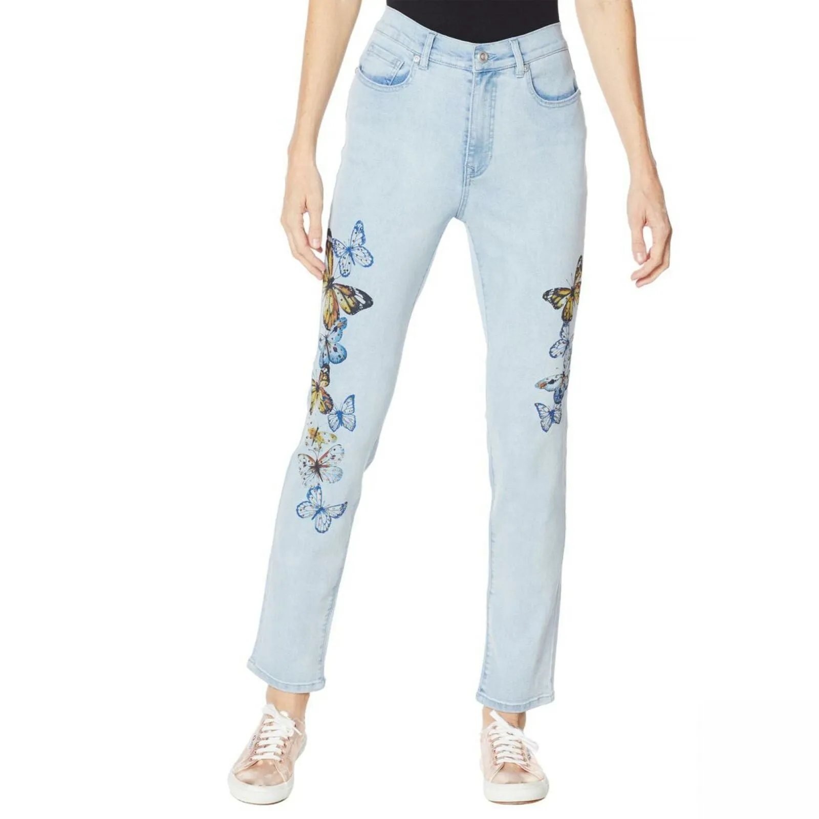 DG2 by Diane Gilman Petite Classic Stretch Artwork Printed Jeans