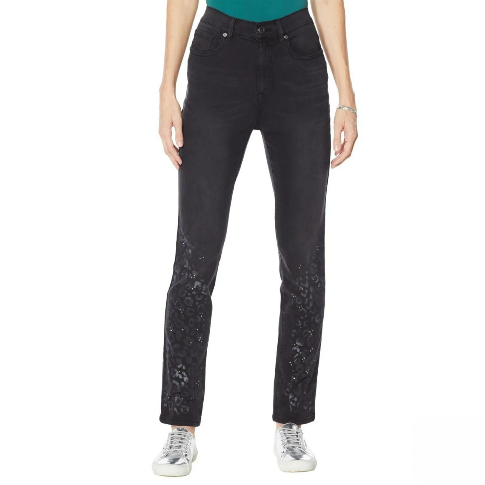DG2 by Diane Gilman Petite Classic Stretch Artwork Printed Jeans