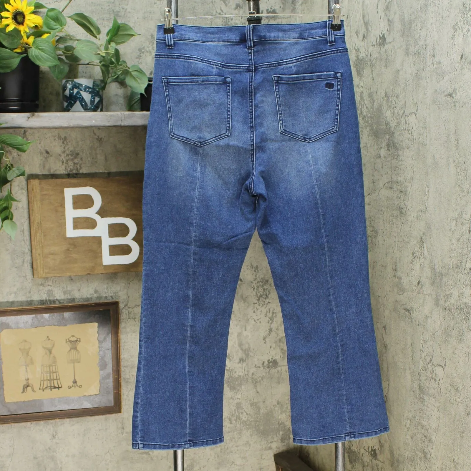DG2 by Diane Gilman Women's Embroidered Cropped Slit Boot Cut Jeans Indigo 12