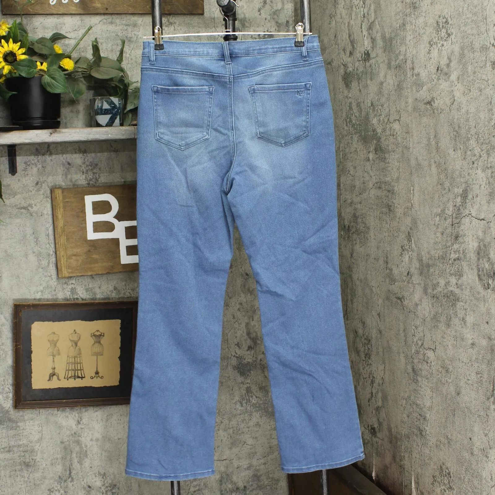 DG2 by Diane Gilman Womens Mini Bootcut Stretch Jeans Light Blue 12