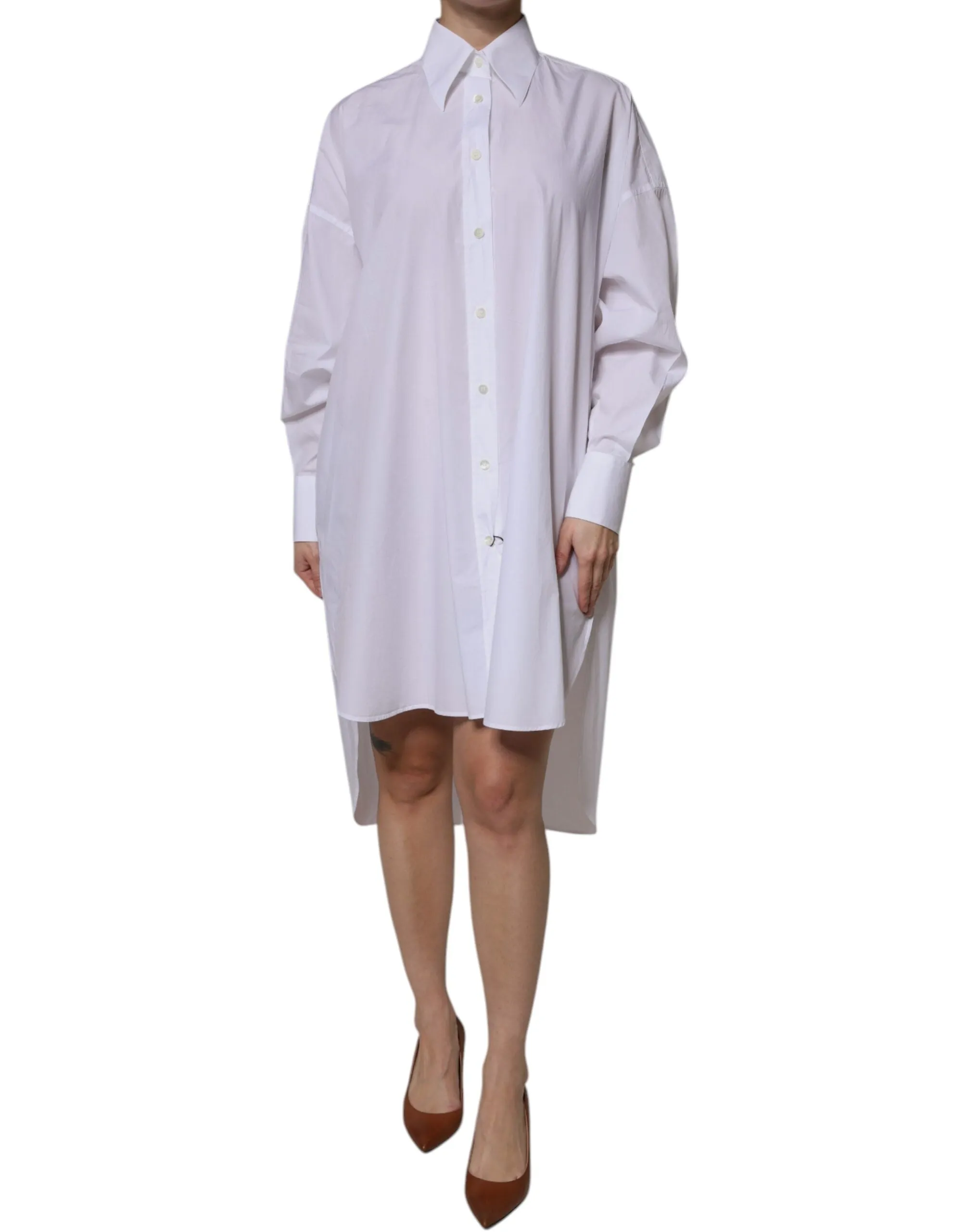 Dolce&Gabbana Women White Shirt Dress 100% Cotton Asymmetric Casual Tunic IT 38