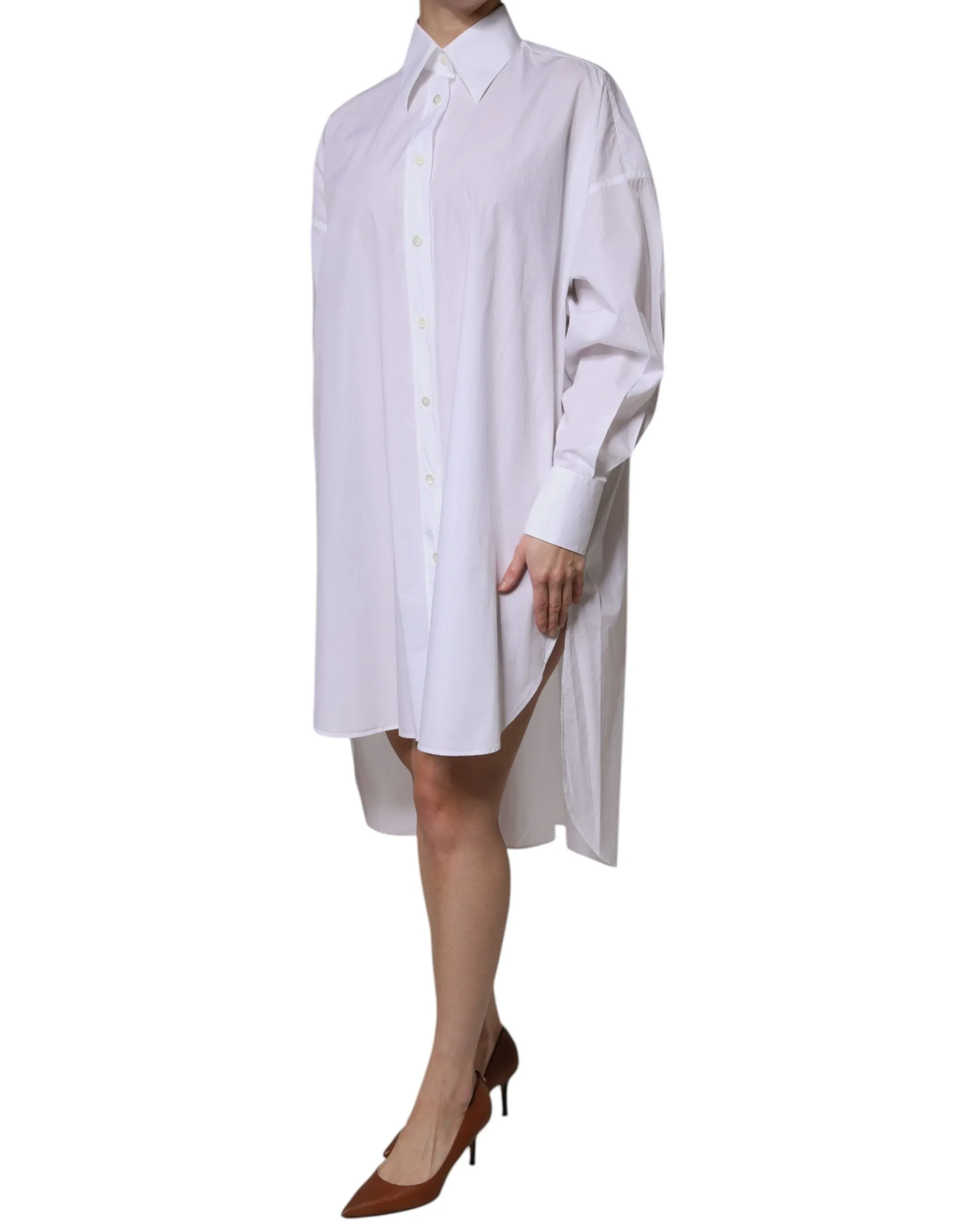Dolce&Gabbana Women White Shirt Dress 100% Cotton Asymmetric Casual Tunic IT 38