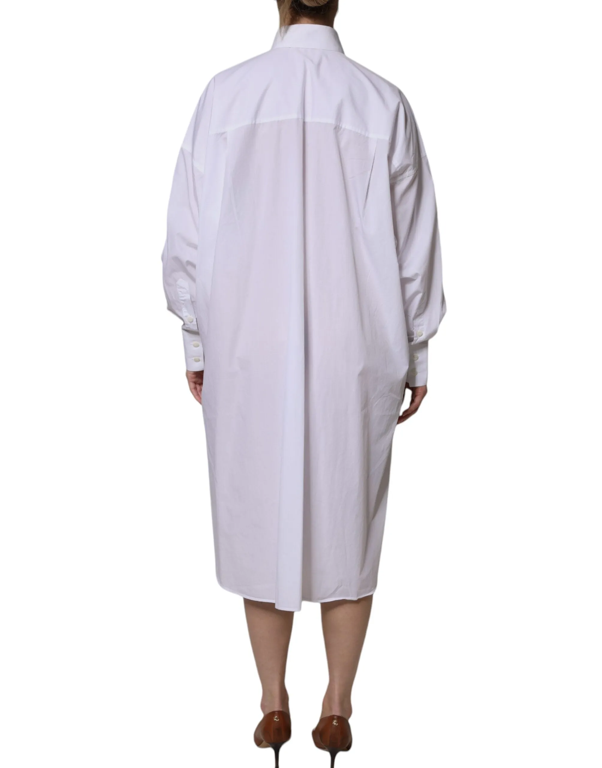 Dolce&Gabbana Women White Shirt Dress 100% Cotton Asymmetric Casual Tunic IT 38