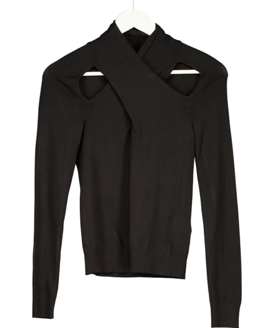Donna Karan Black Cross Neck Top UK 6