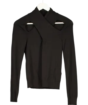 Donna Karan Black Cross Neck Top UK 6