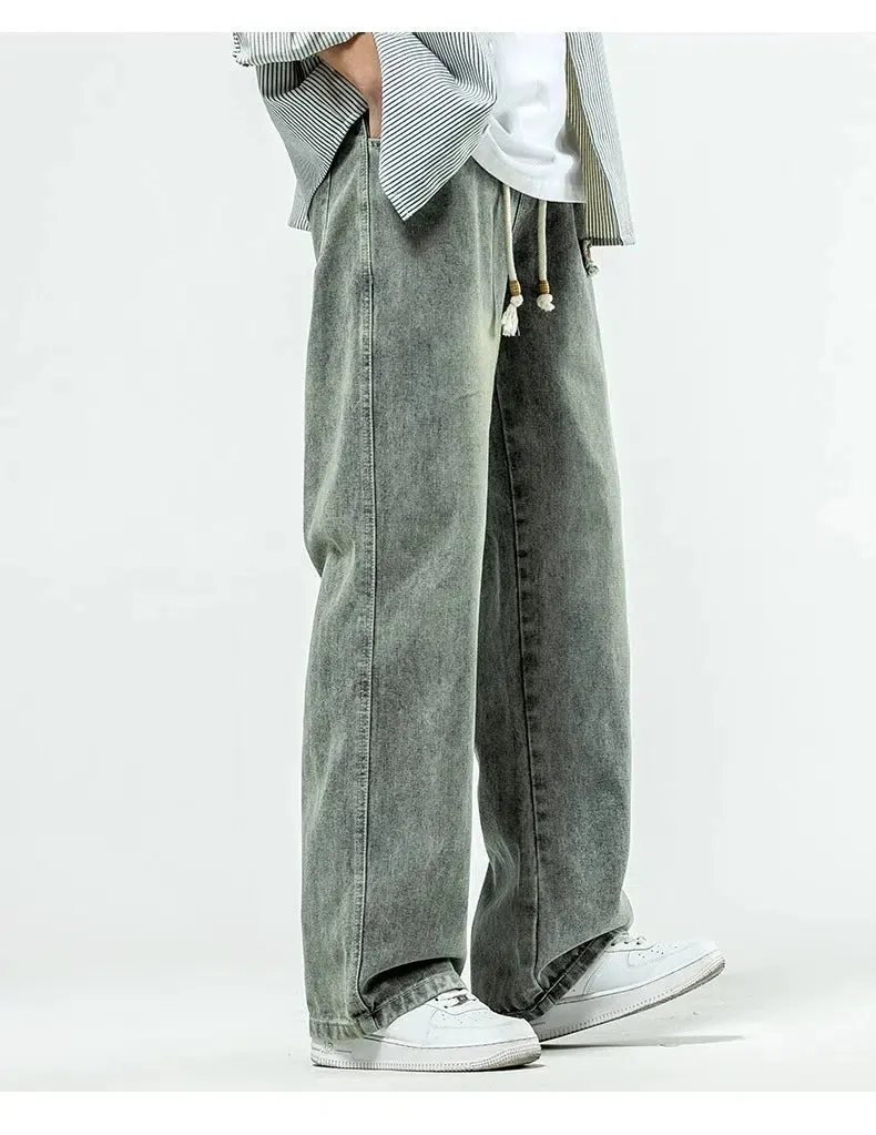 Drawstring Straight-leg Ripped Pants
