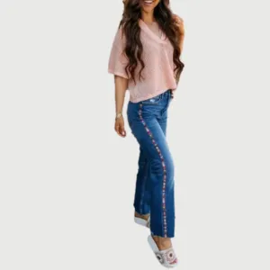 Driftwood Royce Straight Crop Jeans in Kaleidoscope Embroidery Size 27 Boho EUC