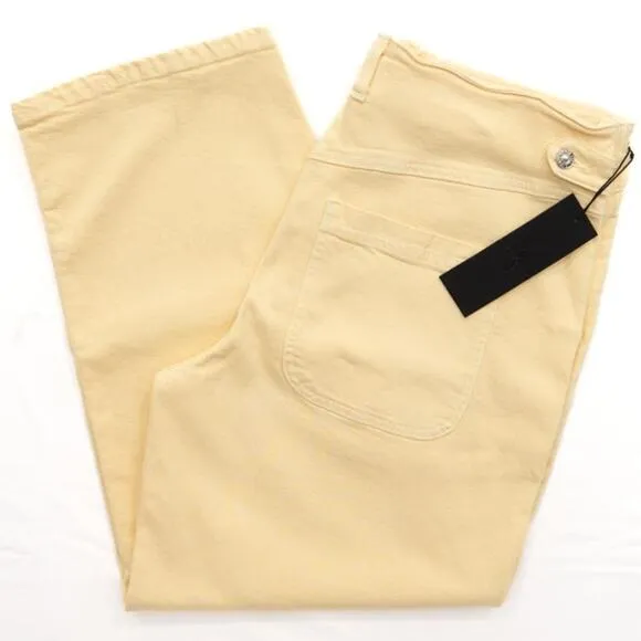 Edwin Buttermilk Yellow High Waist Stevie Crop Leg Jeans Size 34