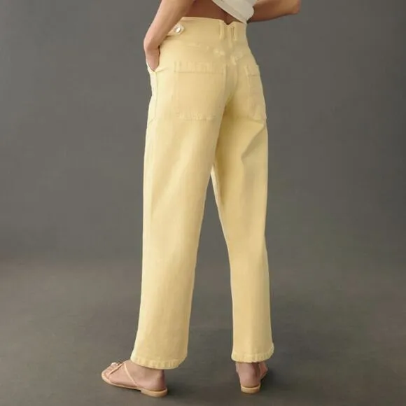 Edwin Buttermilk Yellow High Waist Stevie Crop Leg Jeans Size 34