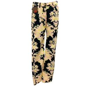 Etro Black / Pink Multi 2023 Floral Print Denim Jeans