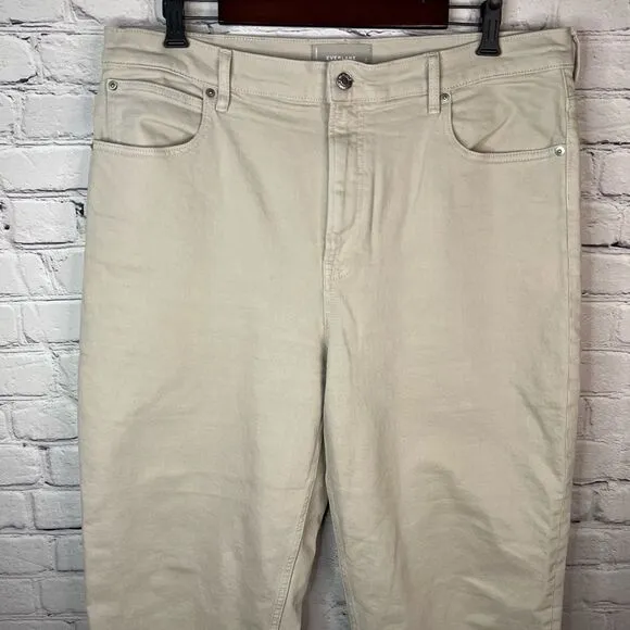 EVERLANE The Way High Jean Straight Leg High Rise‎ Raw Hem Cream Jeans Size 33