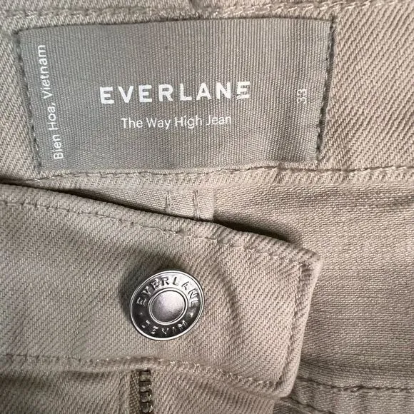 EVERLANE The Way High Jean Straight Leg High Rise‎ Raw Hem Cream Jeans Size 33