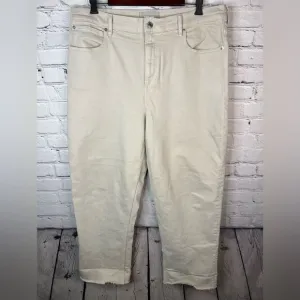 EVERLANE The Way High Jean Straight Leg High Rise‎ Raw Hem Cream Jeans Size 33