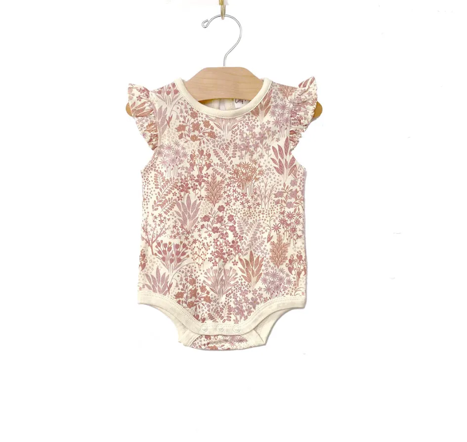 FLUTTER SLEEVE BODYSUIT - PASTEL GARDENS