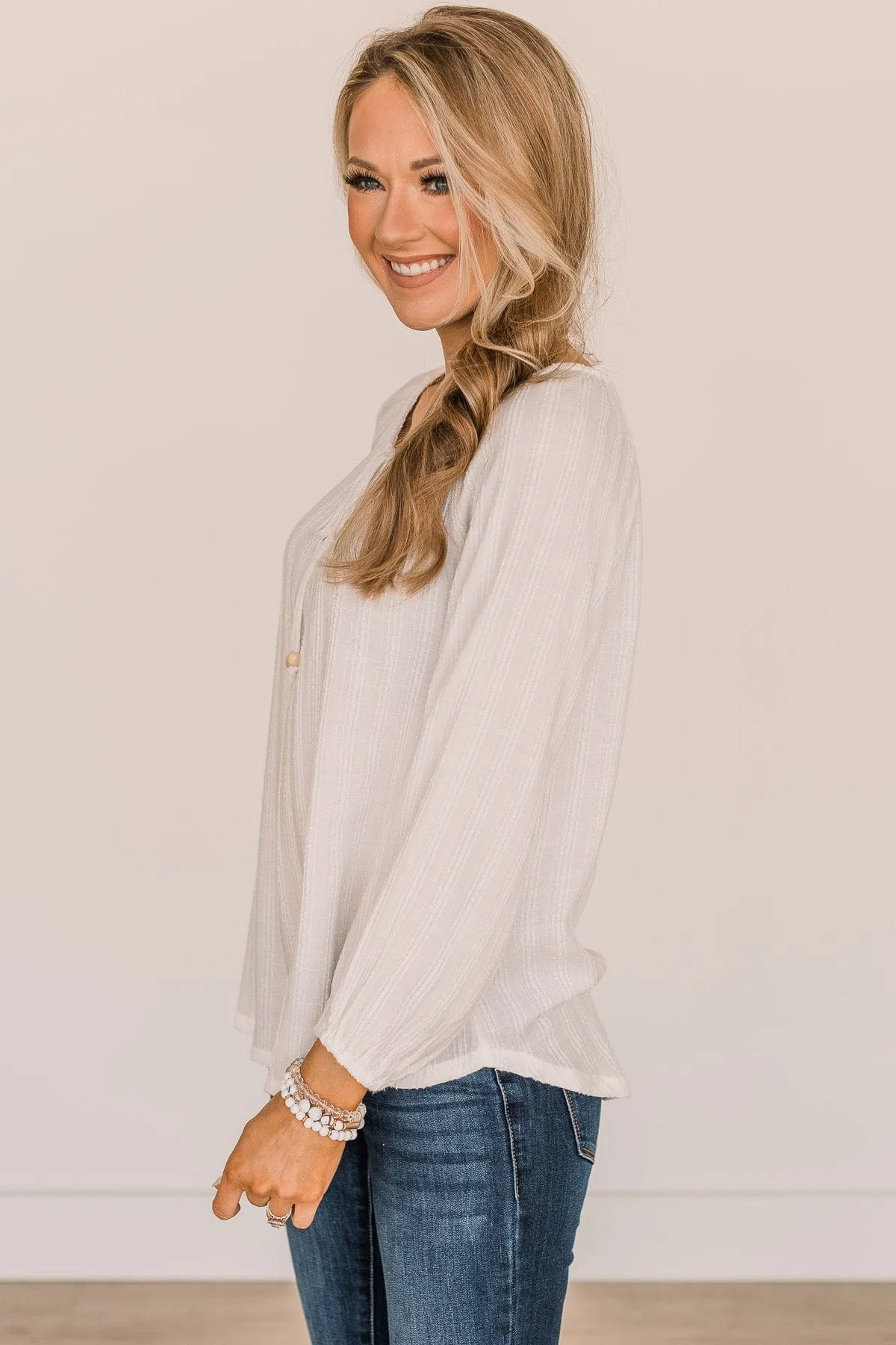 For The Record Striped Top- Ivory