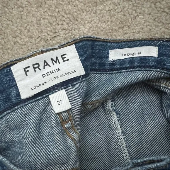 FRAME Le Original Wetherly Mix Straight Leg Raw Hem Denim Jeans