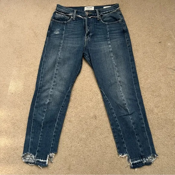 FRAME Le Original Wetherly Mix Straight Leg Raw Hem Denim Jeans