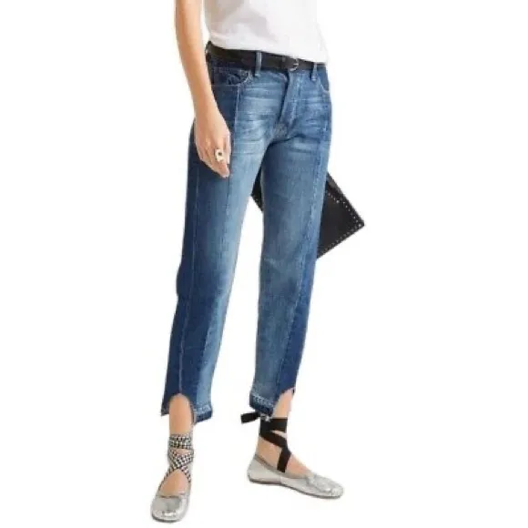 FRAME Le Original Wetherly Mix Straight Leg Raw Hem Denim Jeans