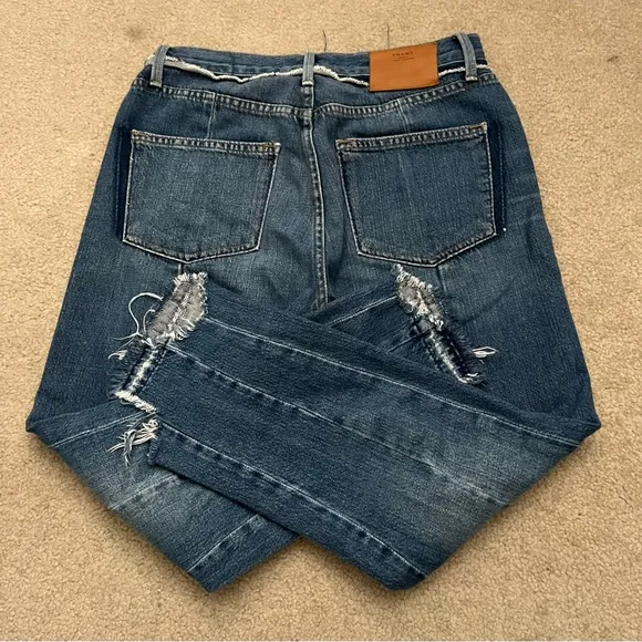 FRAME Le Original Wetherly Mix Straight Leg Raw Hem Denim Jeans