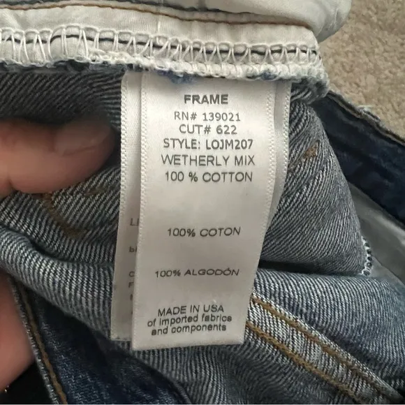 FRAME Le Original Wetherly Mix Straight Leg Raw Hem Denim Jeans
