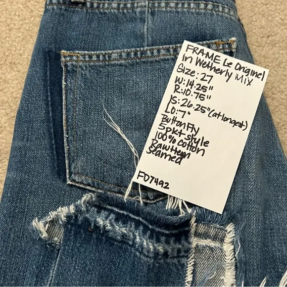 FRAME Le Original Wetherly Mix Straight Leg Raw Hem Denim Jeans