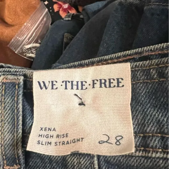 Free People We the Free Xena Slim Straight Jeans Curve Ball