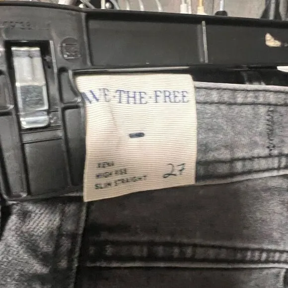 Free People We the Free Xena Slim Straight Jeans Dark Knight