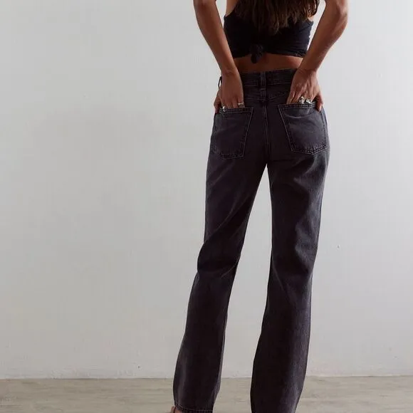 Free People We the Free Xena Slim Straight Jeans Dark Knight