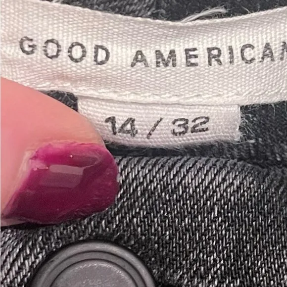 Good American Black High Rise Straight Leg Jeans