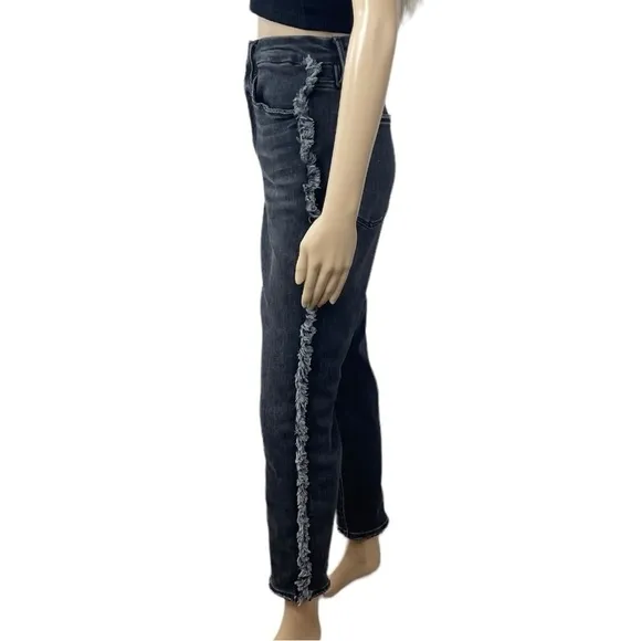 Good American Black High Rise Straight Leg Jeans