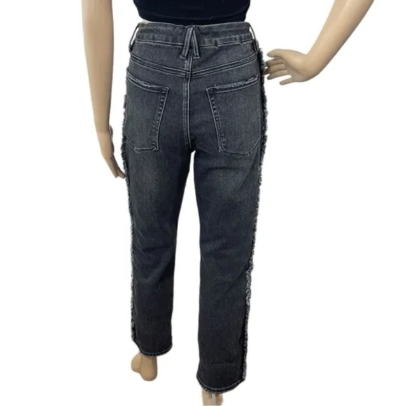 Good American Black High Rise Straight Leg Jeans