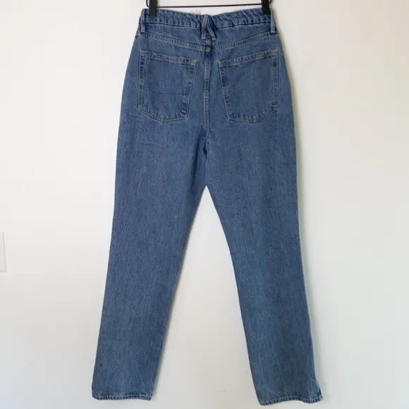 Good American Good Boy Straight Jeans Indigo Vent Hem Women’s Size 4 or 27