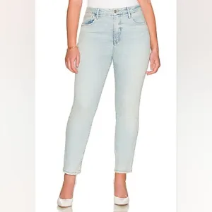 Good American Good Classic Natural Fray Hem High Rise Jeans