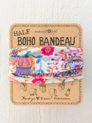 Half Boho Bandeau Headband in Cream Folk