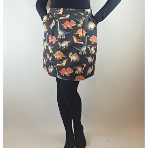 Handmade black skirt with adorable dinosaur print best fits size 10