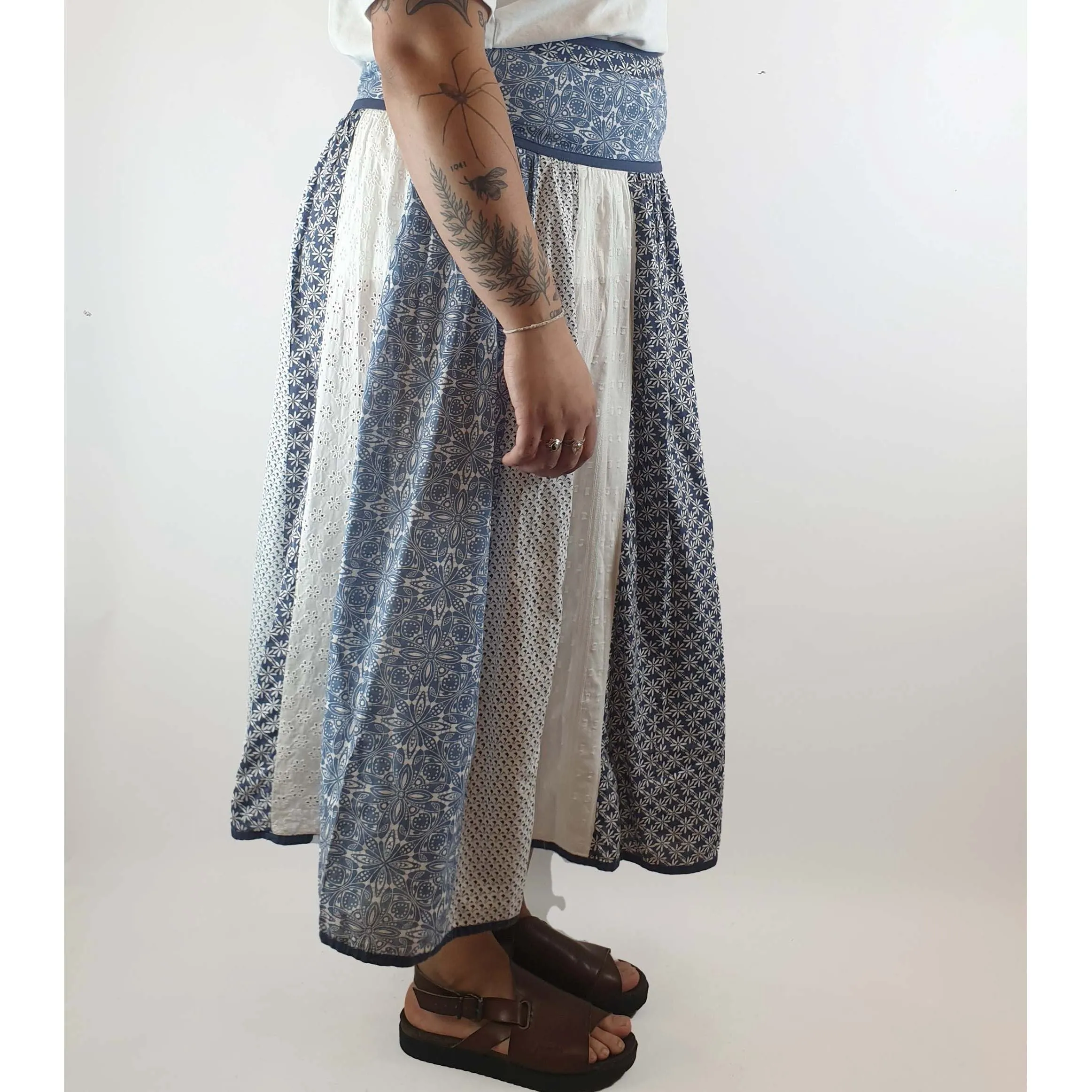 Handmade pre-owned long skirt with mulitple panels fits size 14