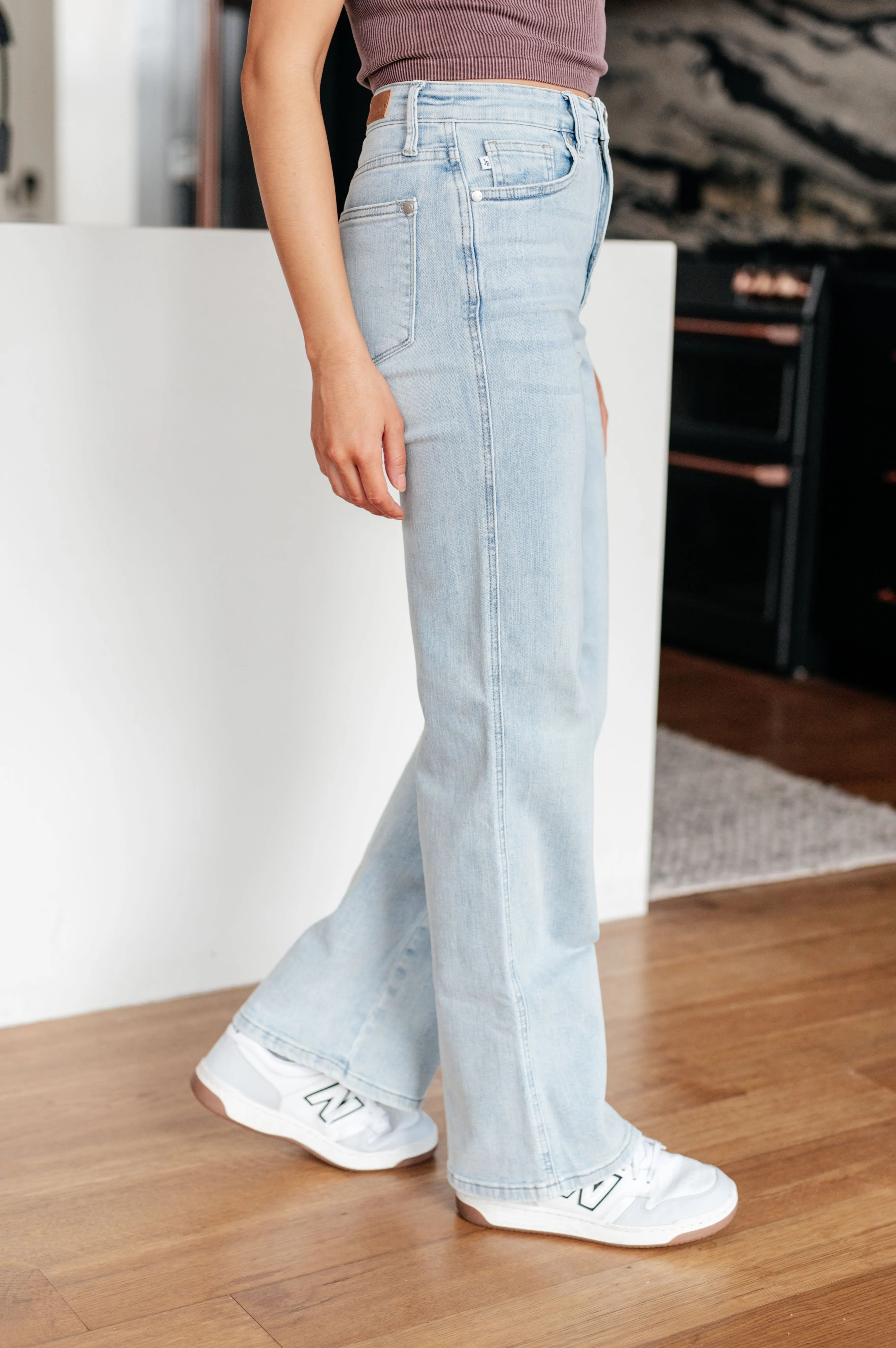 Hazel Blues® |  Brooke High Rise Control Top Vintage Wash Straight Jeans