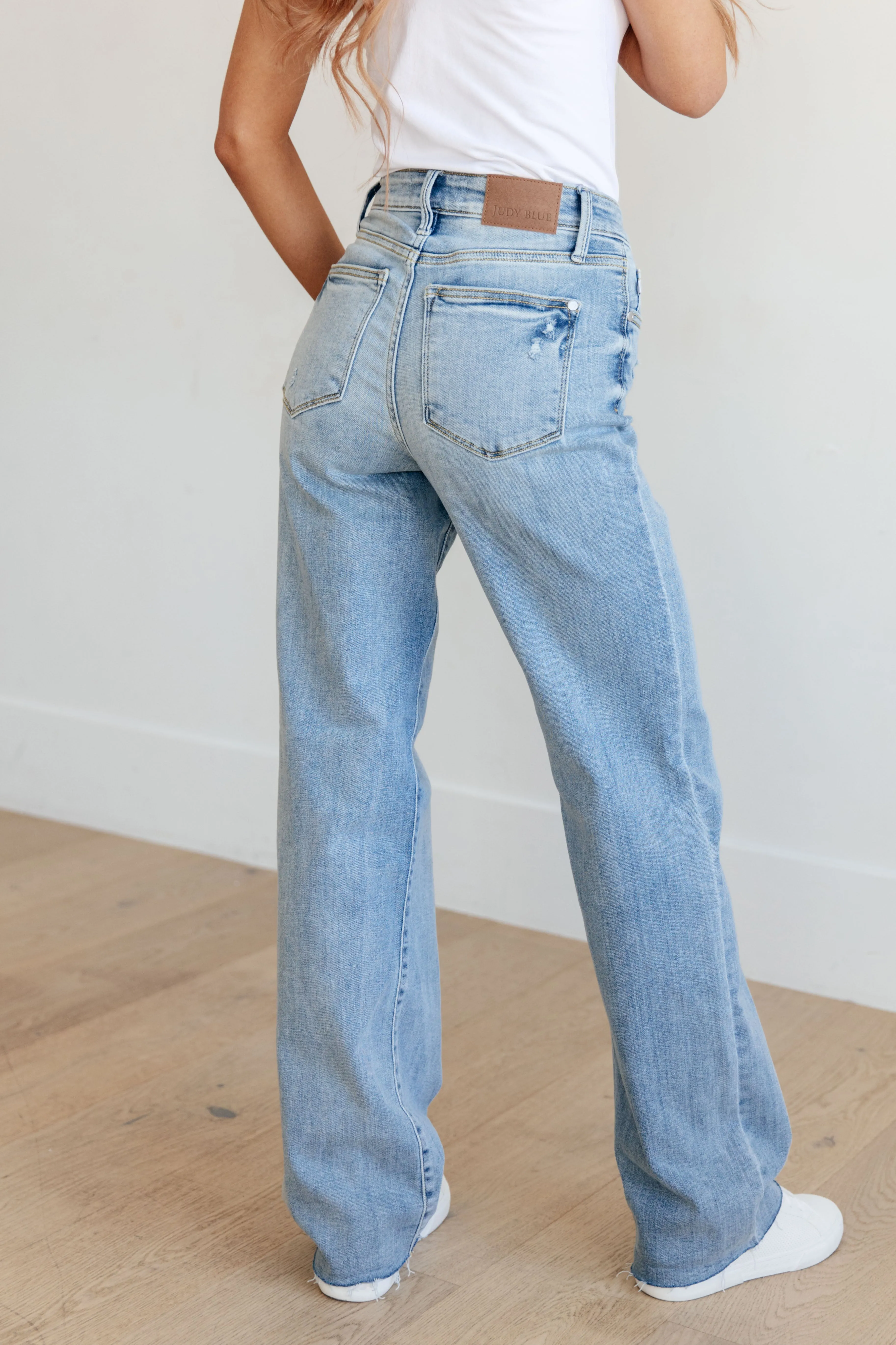 Hazel Blues® |  Mildred High Rise V Front Waistband Straight Jeans