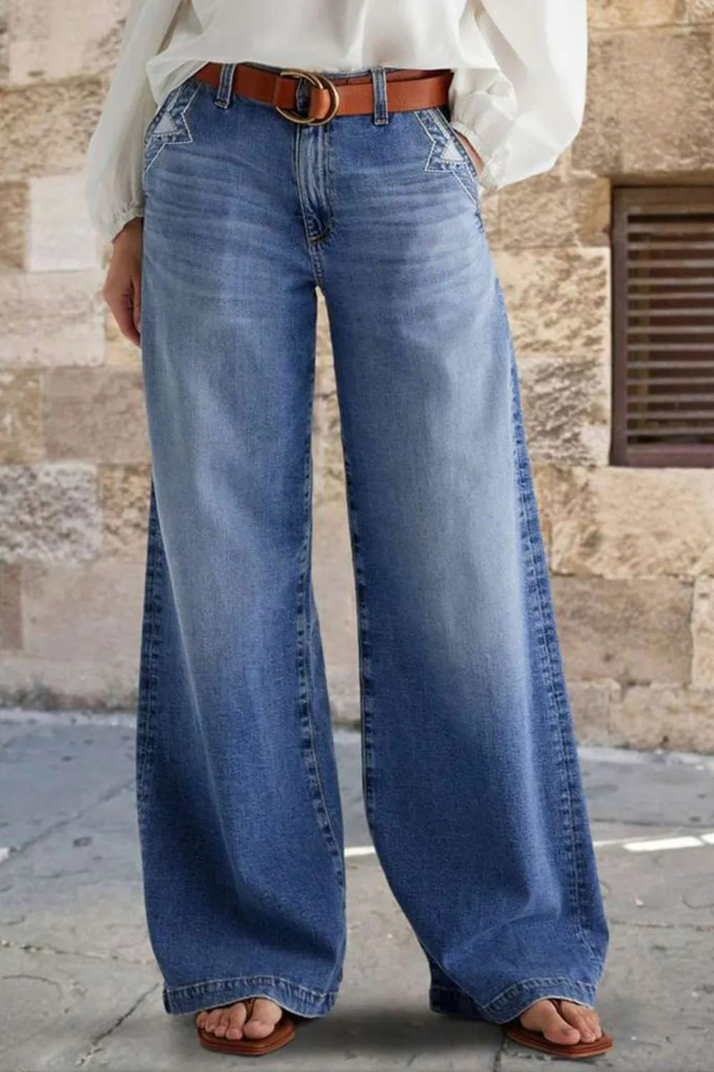 Hazel Blues® |  Pocketed Embroidered Straight Leg Jeans