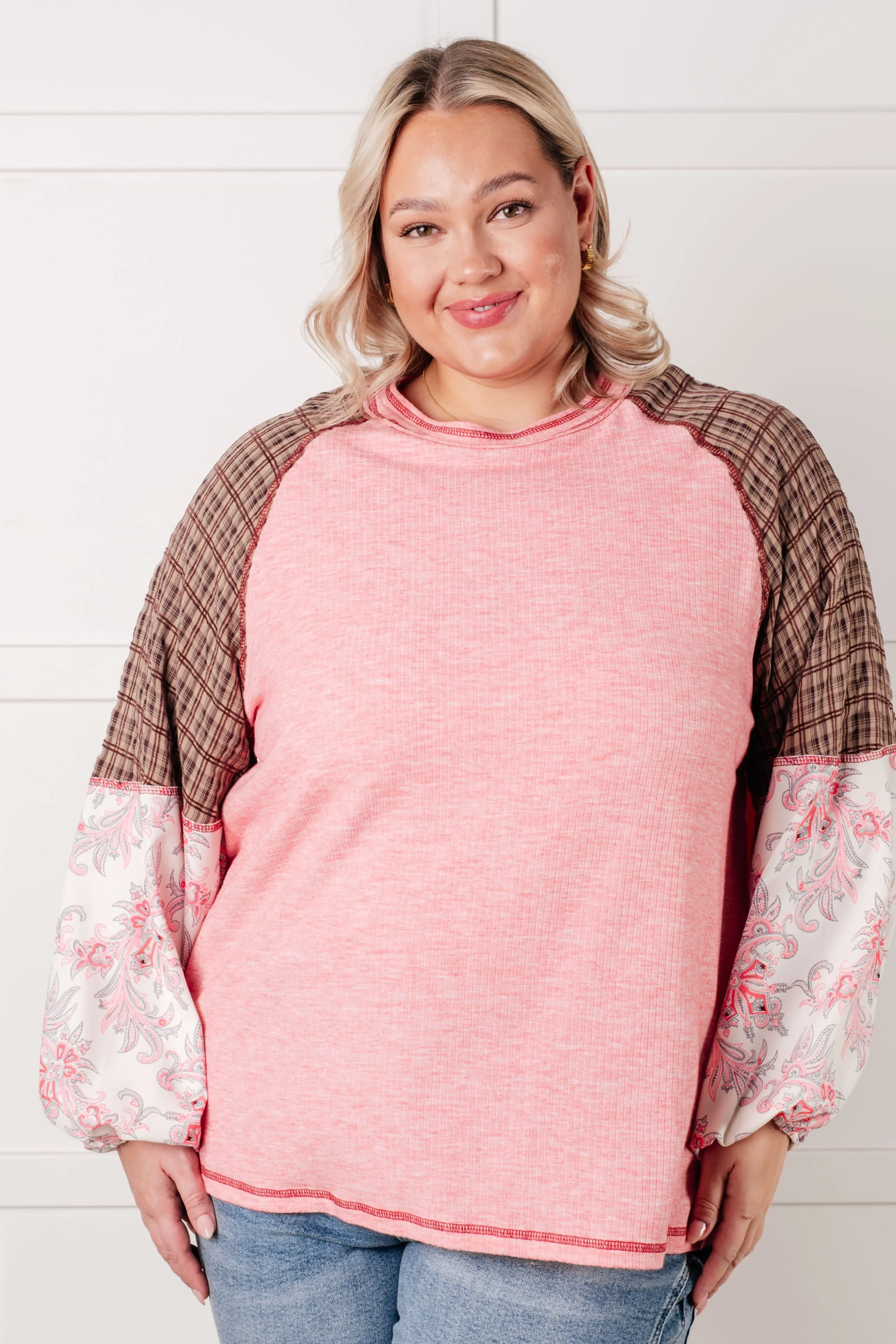 Hazel Blues® |  Walk for Miles Floral Color Block Top