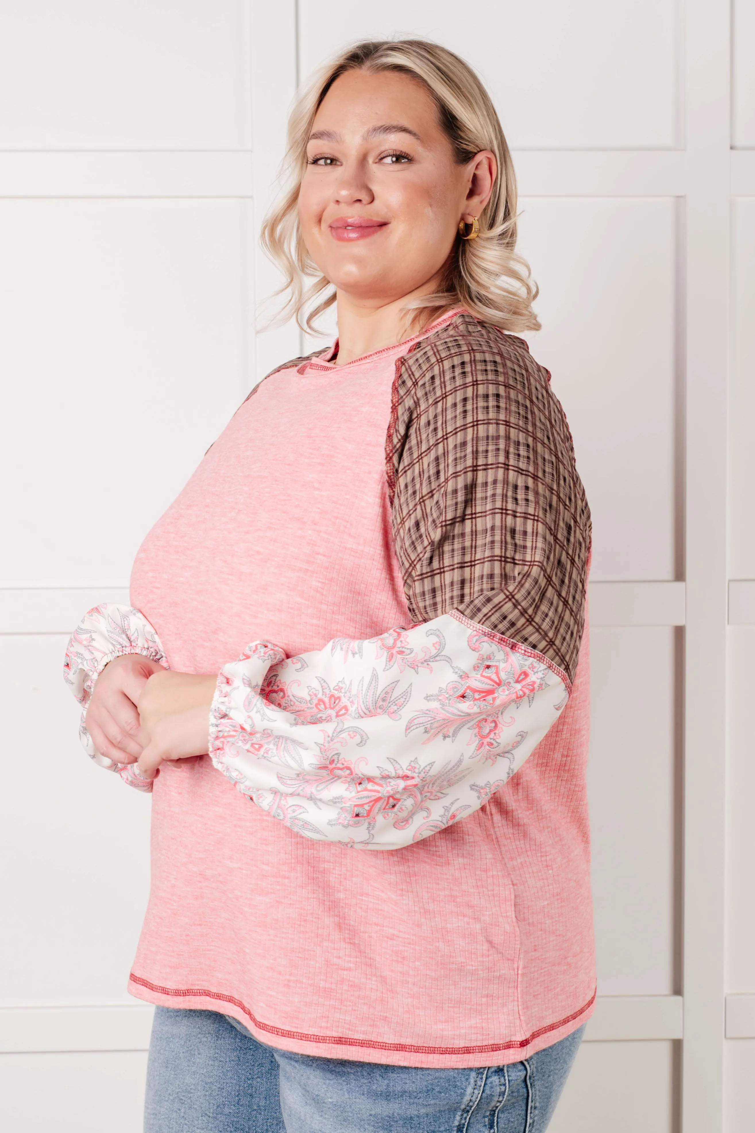 Hazel Blues® |  Walk for Miles Floral Color Block Top