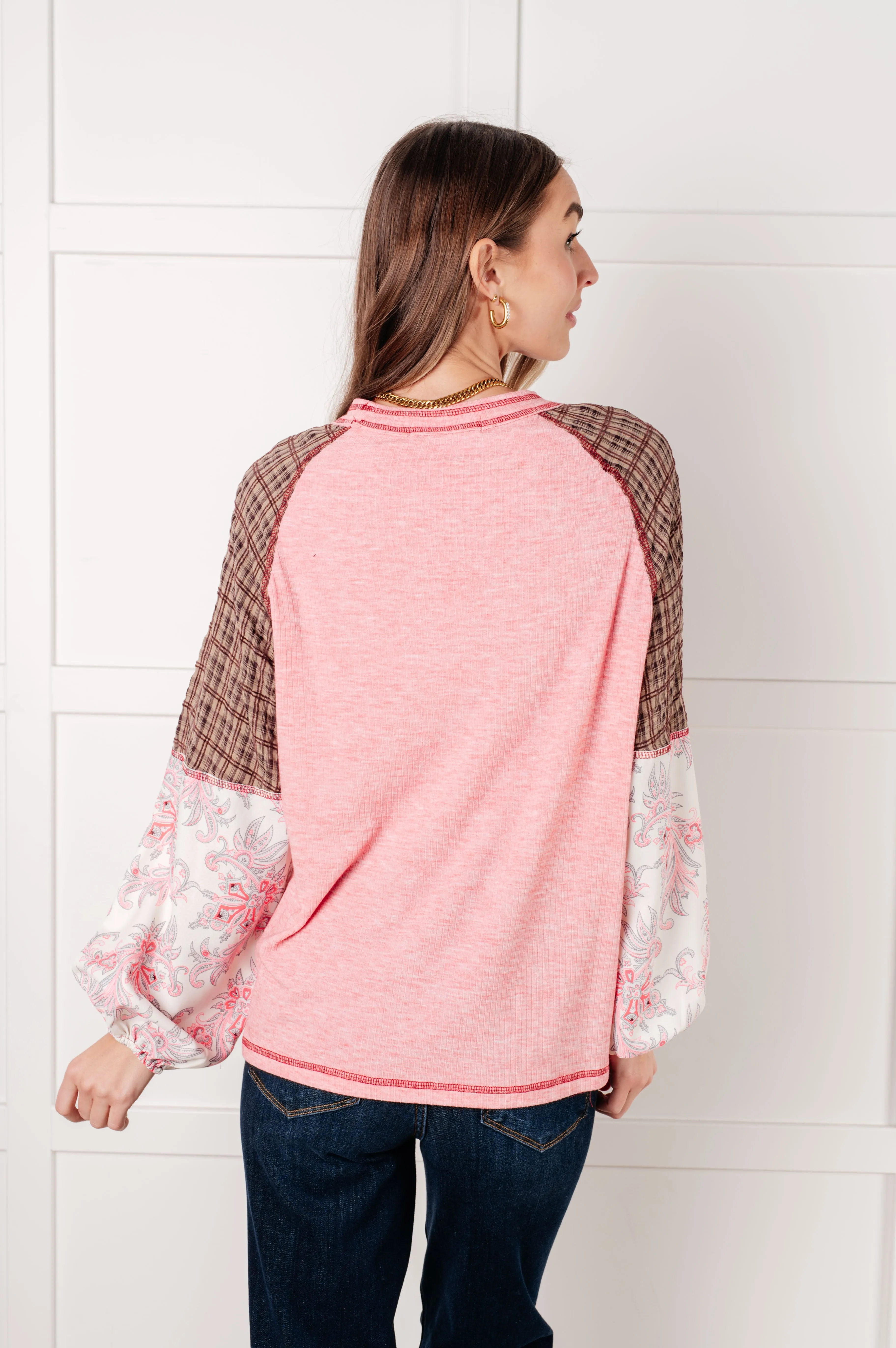 Hazel Blues® |  Walk for Miles Floral Color Block Top
