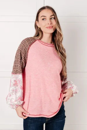 Hazel Blues® |  Walk for Miles Floral Color Block Top