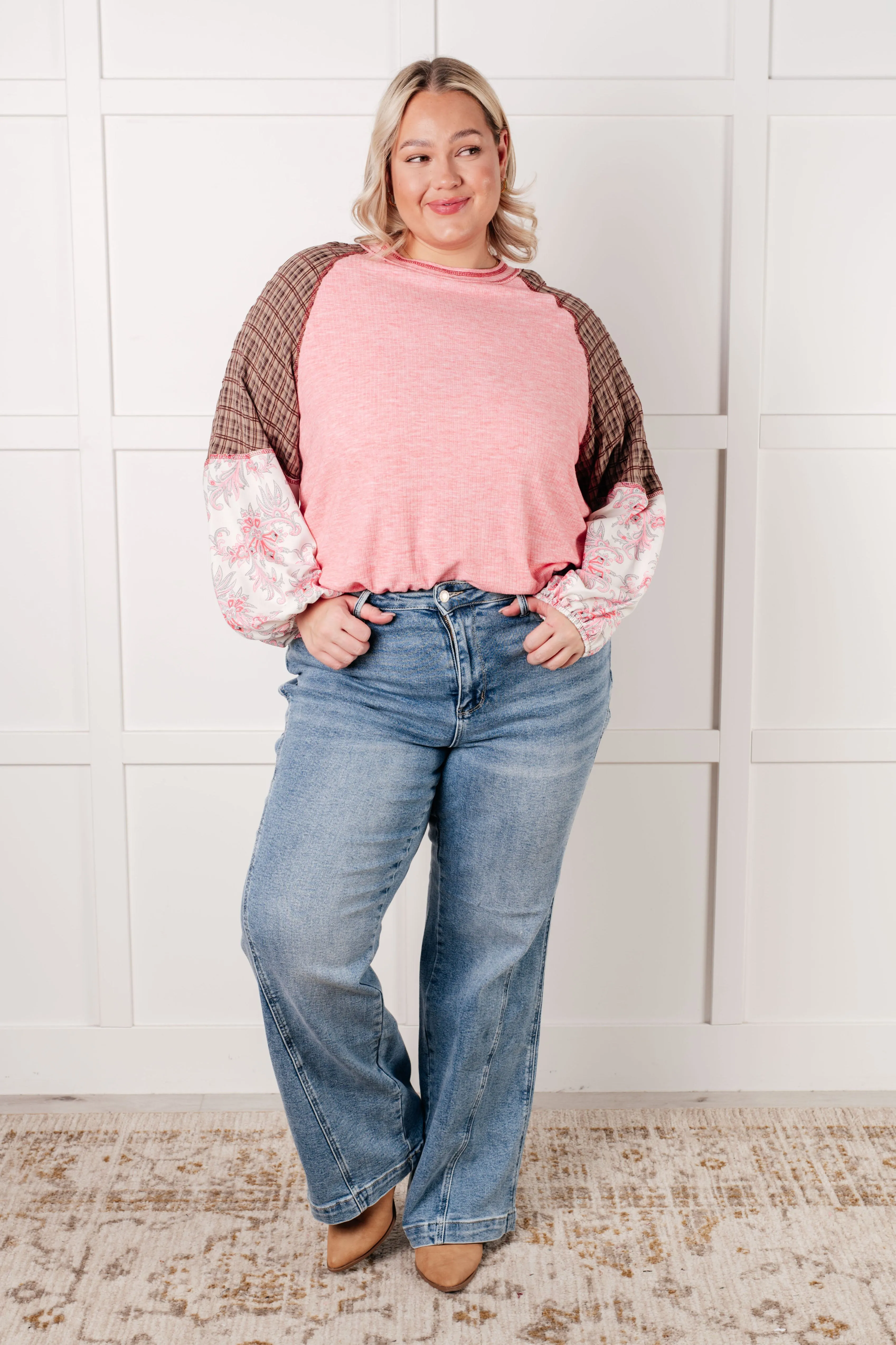 Hazel Blues® |  Walk for Miles Floral Color Block Top