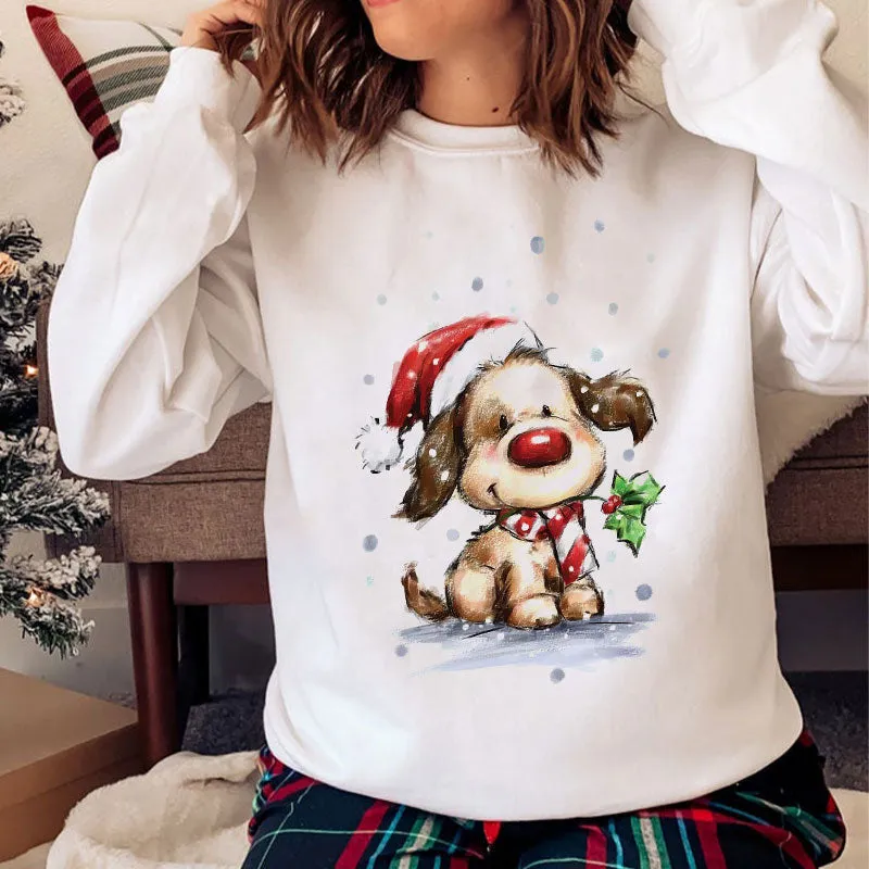 Hello Christmas O-Neck White Sweater Y